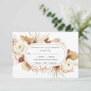 Cartons Réponse Aquarelle Fleurs blanches Pampas Grass Anniversair