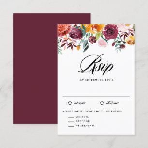 Cartons Réponse Aquarelle fleurs d'automne Garland Mariage de auto