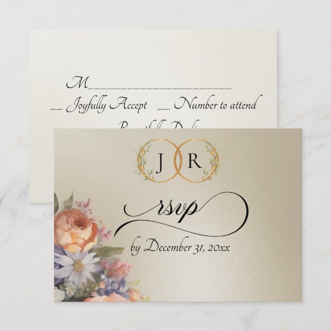 Cartons Réponse Aquarelle Fleurs Sauvages - Blé (Devant / Derrière)