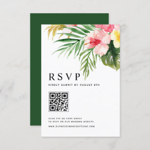Cartons Réponse Aquarelle Fleurs tropicales Mariage de code QR