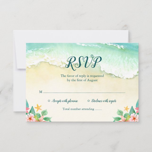 Cartons Réponse Aquarelle Floral Beach Bat mitzvah (Devant)