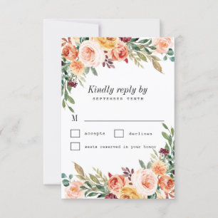 Cartons Réponse Aquarelle Floral Buffet Blush Burgundy Mariage