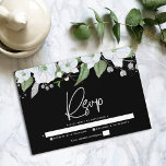 Cartons Réponse Aquarelle florale bat mitzvah noir<br><div class="desc">Soyez fier, réjouissez-vous et célébrez cette étape importante de votre Bat mitzvah préféré avec cette carte d'insertion RSVP sophistiquée et personnalisée pour votre événement! Une aquarelle florale chic, étonnante, blanche et dorée parties scintillant avec typographie de script de calligraphie de faux feuille d'argent et blanc sans serif type chevauche un...</div>