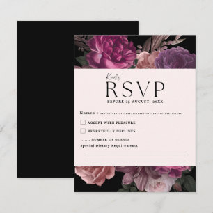 Cartons Réponse Aquarelle florale foncé moody mariage romantique