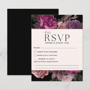 Cartons Réponse Aquarelle florale foncé moody mariage romantique
