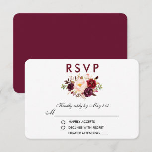 Cartons Réponse Aquarelle florale Mariage Bourgogne
