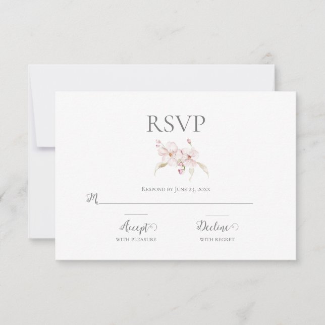 Cartons Réponse Aquarelle florale Script Pastel Mariage rose (Devant)