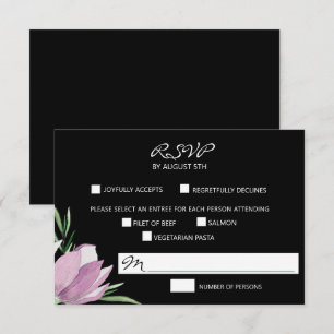 Cartons Réponse Aquarelle Florale violette Magnolia