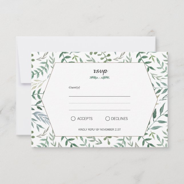 Cartons Réponse Aquarelle Foliage Mariage de verdure (Devant)