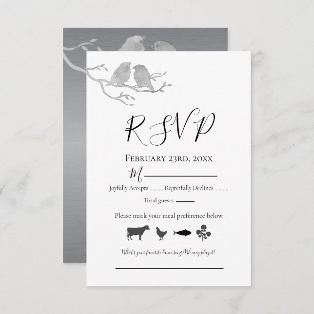 Cartons Réponse Aquarelle gris romantique Loisirs Branche de l'arb (Devant / Derrière)