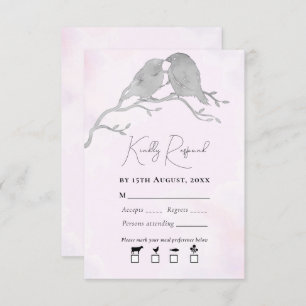 Cartons Réponse Aquarelle Grise Aiguilles Sur Branche rose pâle