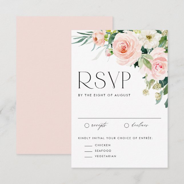 Cartons Réponse Aquarelle Jolie Fleurs de Jardin Mariage de printe (Devant / Derrière)