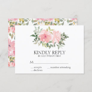 Cartons Réponse Aquarelle Lush Blush rose Mariage Floral