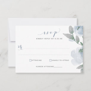 Cartons Réponse Aquarelle Mariage bleu foncé Doux Floral