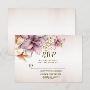 Cartons Réponse Aquarelle mariage Boho Rose Fleurs Élégantes