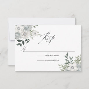Cartons Réponse Aquarelle Mariage floral argent Sage