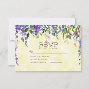 Cartons Réponse Aquarelle mariage floral lavande violet jaune