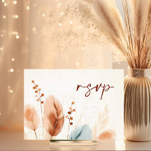 Aquarelle mariage Pampas Terracotta Bleu