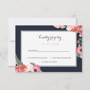 Cartons Réponse Aquarelle Marine Blush Floral Mariage élégant