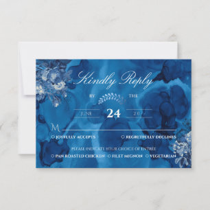 Cartons Réponse Aquarelle Marine floral Elegant Kindly Répondre