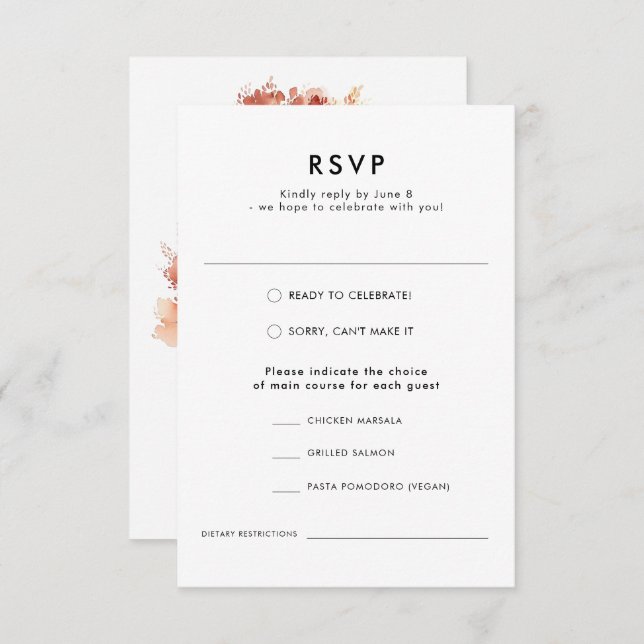 Cartons Réponse Aquarelle moderne Automne Forêt extérieure Mariage (Devant / Derrière)