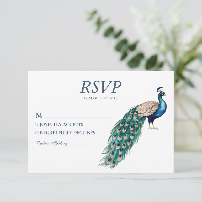 Cartons Réponse Aquarelle moderne tendance Peacock (Debout devant)