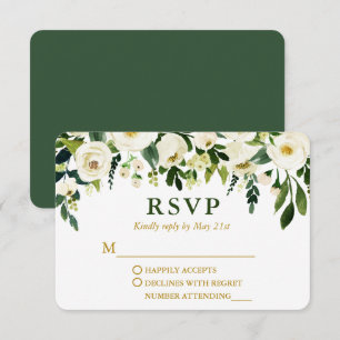 Cartons Réponse Aquarelle moderne Vert Floral Mariage or