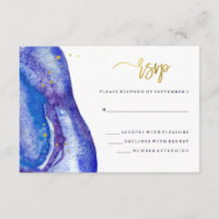 Aquarelle or bleu de Geode et de Faux épousant