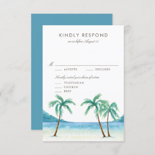 Cartons Réponse Aquarelle Palm Trees Plage tropicale Mariage