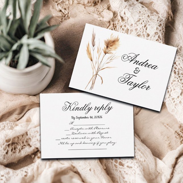 Cartons Réponse Aquarelle Pampas Grass Mariage Demande de chanson (Créateur téléchargé)