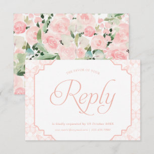 Cartons Réponse Aquarelle papillon Flores rose pâle