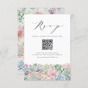 Cartons Réponse Aquarelle Pastel Succulents Mariage QR Code