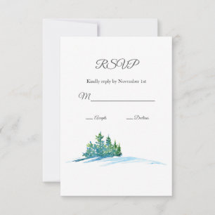 Cartons Réponse Aquarelle Pine Arbres Snowscape