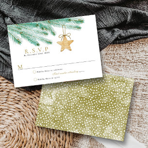 Cartons Réponse Aquarelle Pine Boughs Noël Mariage d'hiver