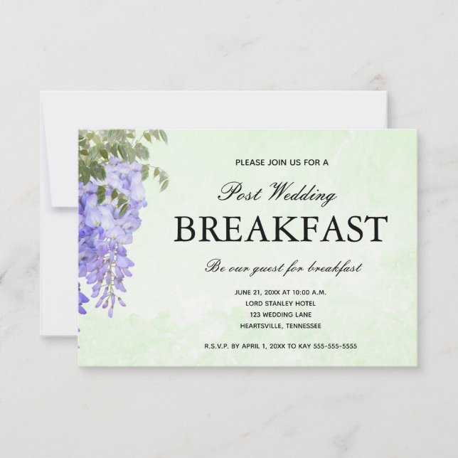 Cartons Réponse Aquarelle Purple Wisteria Mariage petit déjeuner R (Devant)