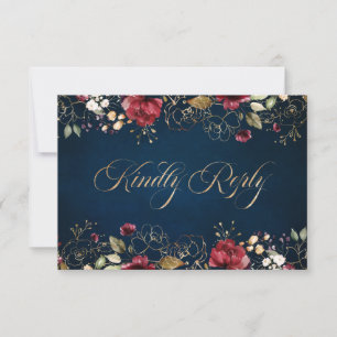 Cartons Réponse Aquarelle romantique Bourgogne Gold Red Navy Flora