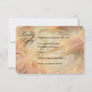 Cartons Réponse Aquarelle romantique perles florales Plumes Mariag