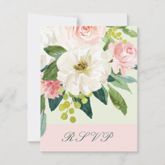 Cartons Réponse Aquarelle rose et blanc Mariage floral