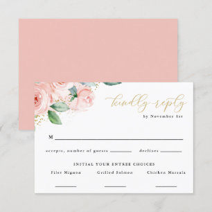 Cartons Réponse Aquarelle rose et or Floral Choix alimentaire Répo