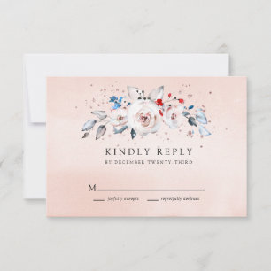 Cartons Réponse Aquarelle rose pâle Mariage Floral