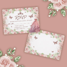 Cartons Réponse Aquarelle rose pâle Parties scintillant florale Qu