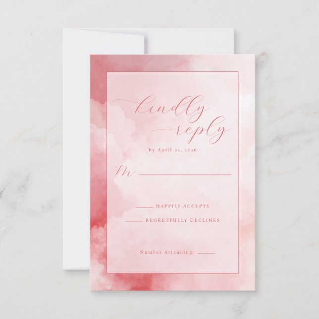 Cartons Réponse Aquarelle Rose Romantique (Devant)