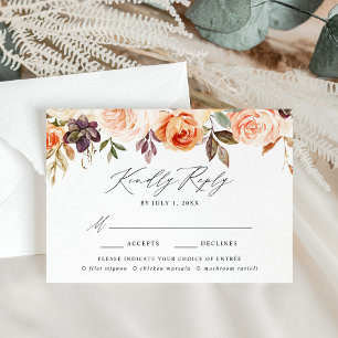 Cartons Réponse Aquarelle Rustique Automne Floral Choix de repas R