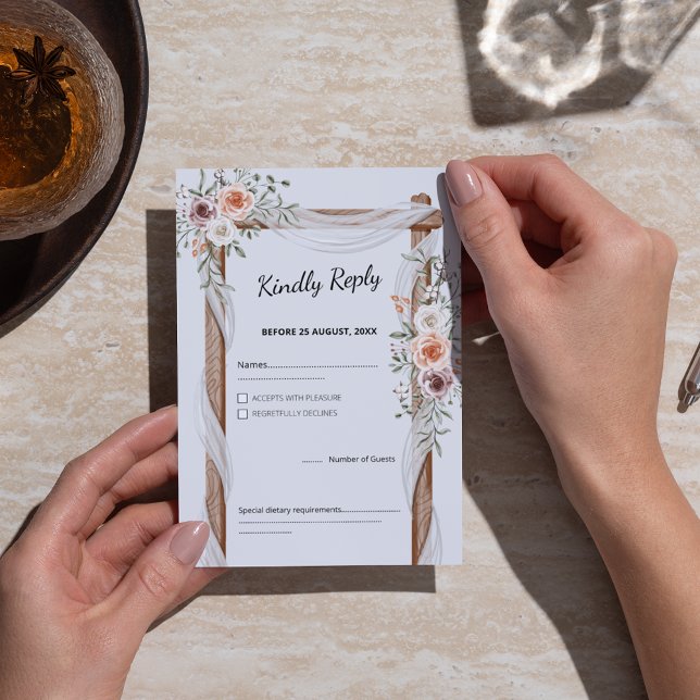 Cartons Réponse Aquarelle Rustique Boho Arch Mariage Floral (Créateur téléchargé)