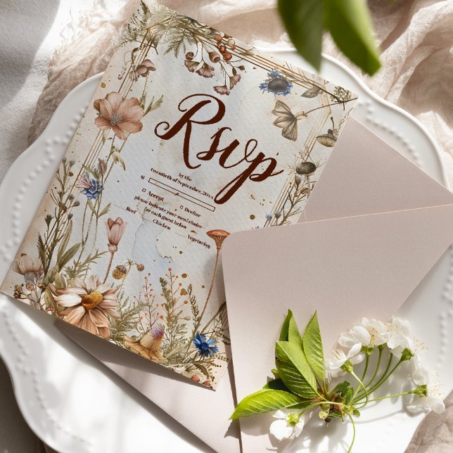 Cartons Réponse Aquarelle rustique Mariage bois (Créateur téléchargé)