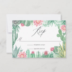 Cartons Réponse Aquarelle Succulents Mariage