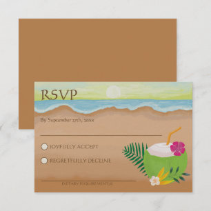 Cartons Réponse Aquarelle Tropical Floral Ocean Beach Mariage