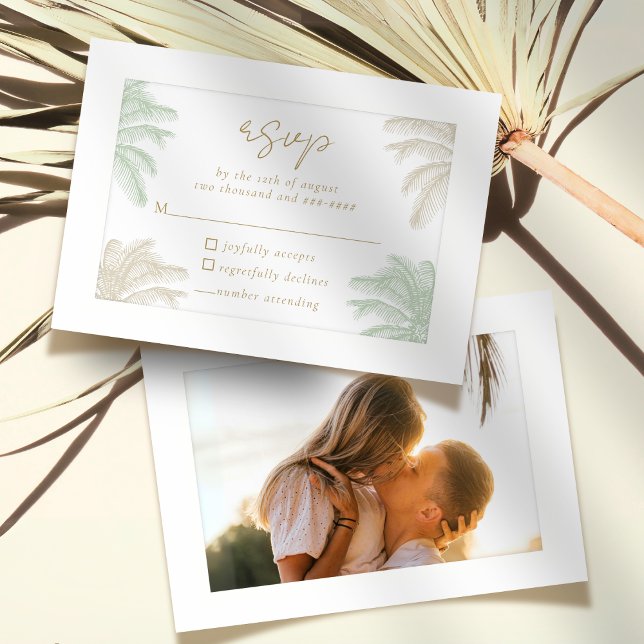 Cartons Réponse Aquarelle Tropical Palm Tree Boho Mariage photo (Créateur téléchargé)