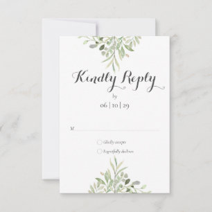 Cartons Réponse Aquarelle végétation Écriture élégante Mariage
