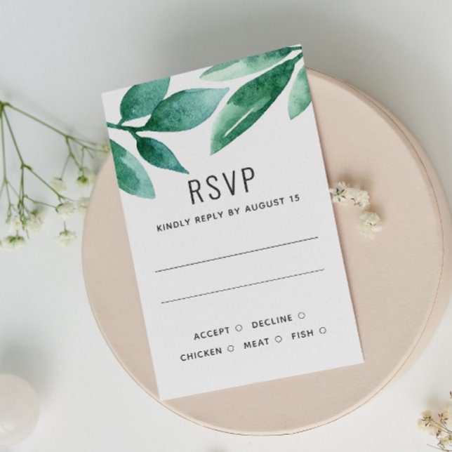Cartons Réponse Aquarelle verdure végétation botanique mariage (Créateur téléchargé)